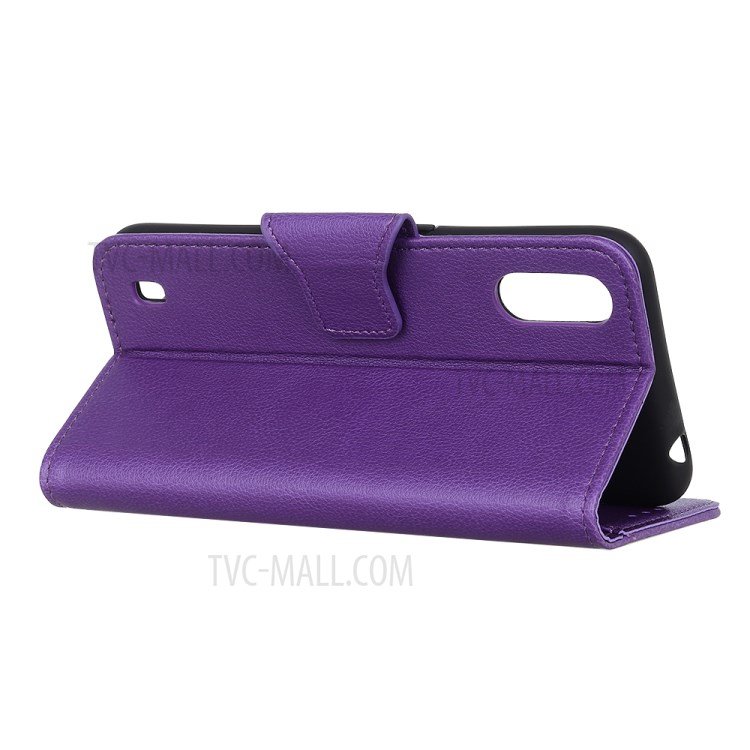 Litchi Skin Leather Wallet Case for Samsung Galaxy A01 - Purple-9