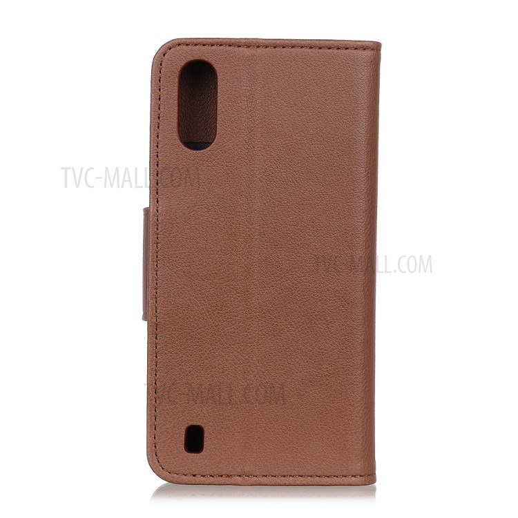 Litchi Skin Leather Wallet Case for Samsung Galaxy A01 - Brown-8