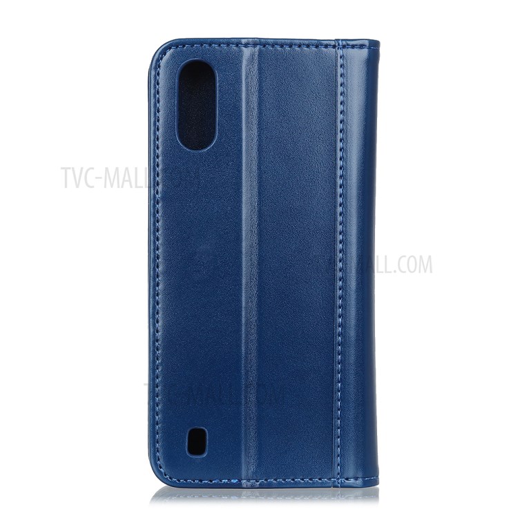 Auto-absorbed Split Leather Wallet Case for Samsung Galaxy A01 - Blue-7