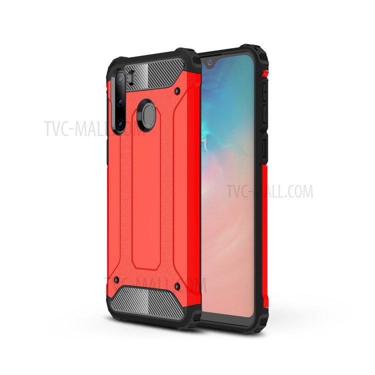 Armor Guard Plastic + TPU Hybrid Covering Case for Samsung Galaxy A21 - Red