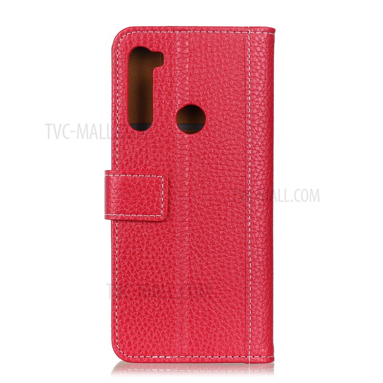 Contrast Color Litchi Texture Wallet Flip Leather Case for Samsung Galaxy A21 - Red-7