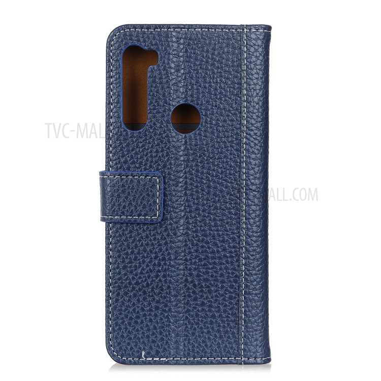 Contrast Color Litchi Texture Wallet Flip Leather Case for Samsung Galaxy A21 - Blue-7