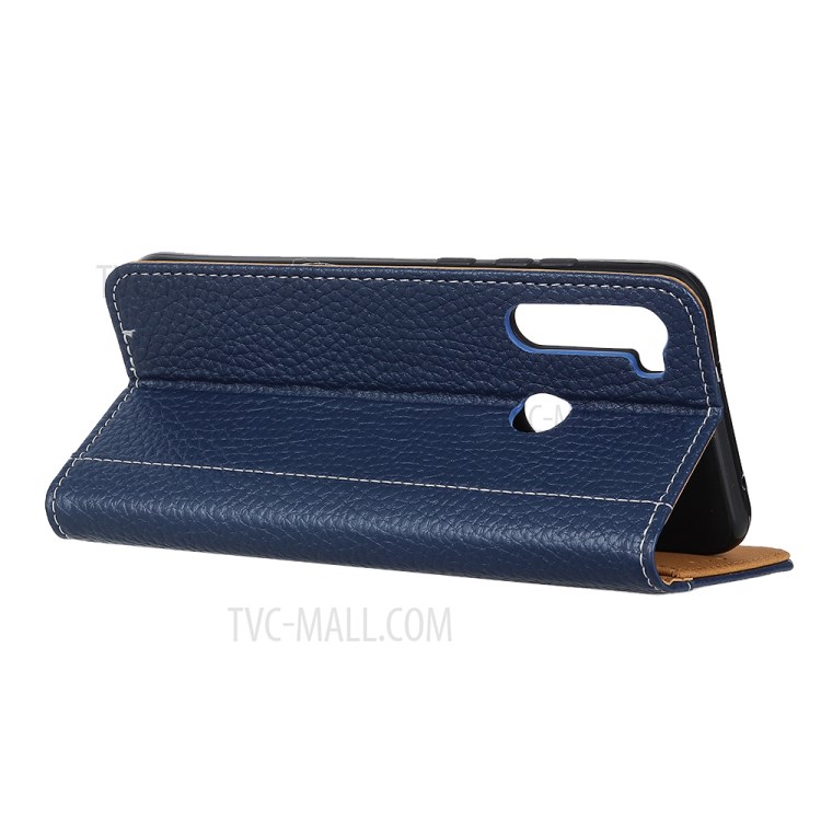 Contrast Color Litchi Texture Wallet Flip Leather Case for Samsung Galaxy A21 - Blue-8