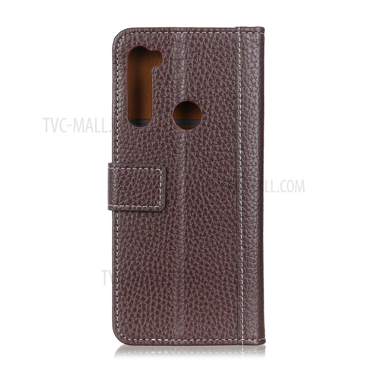 Contrast Color Litchi Texture Wallet Flip Leather Case for Samsung Galaxy A21 - Brown-7