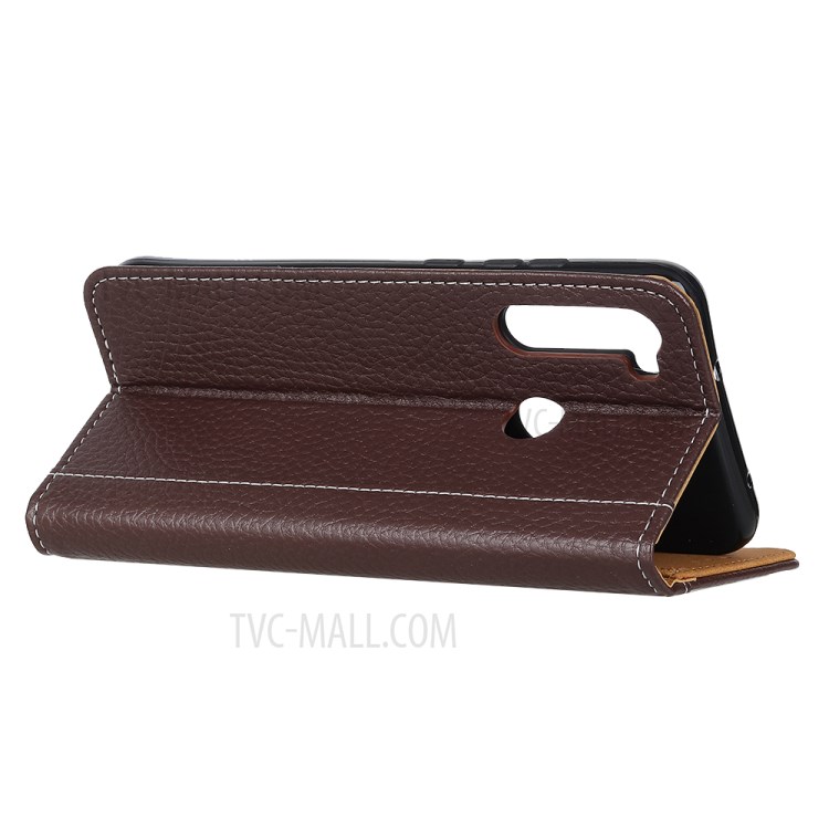 Contrast Color Litchi Texture Wallet Flip Leather Case for Samsung Galaxy A21 - Brown-8