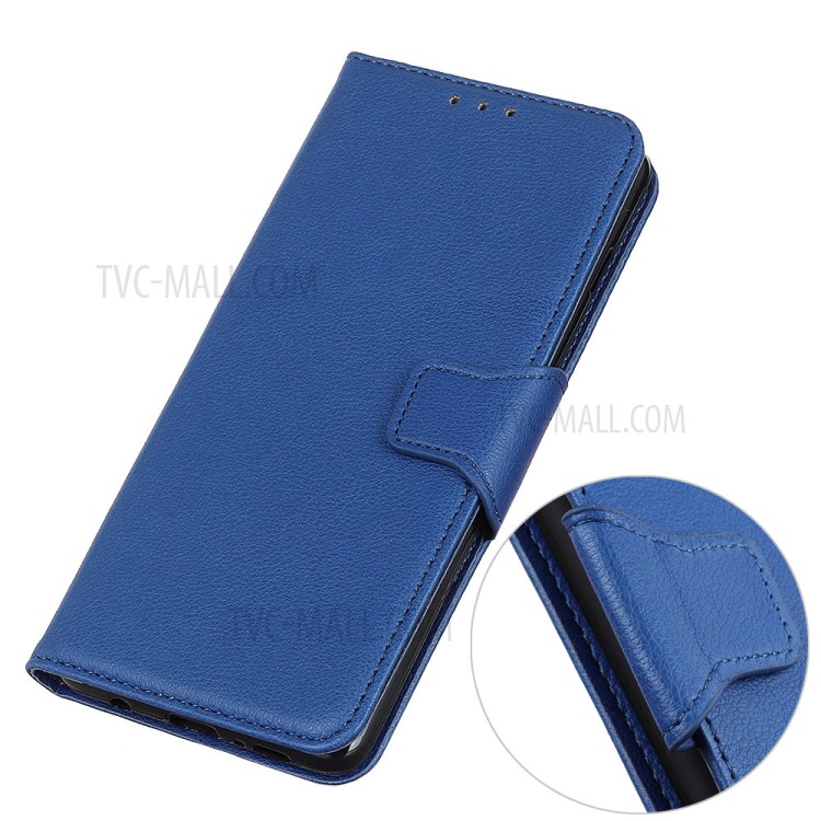 Litchi Skin Leather Wallet Case for Samsung Galaxy A21 - Blue-5
