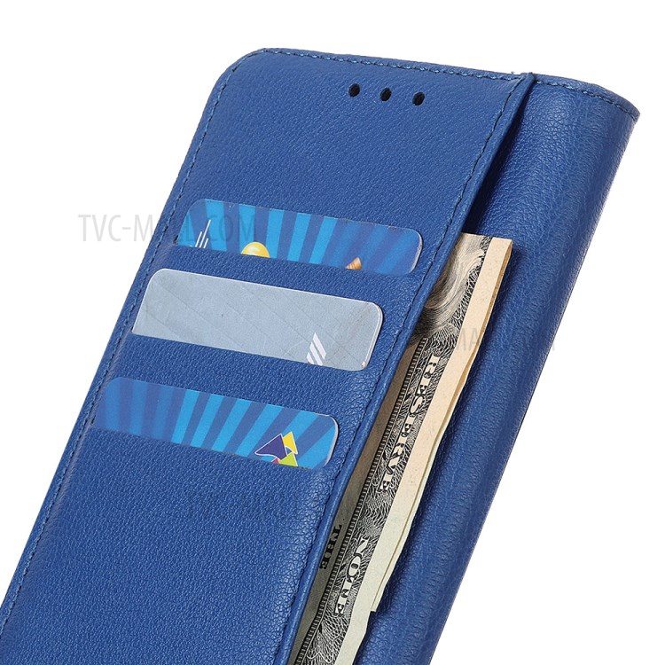Litchi Skin Leather Wallet Case for Samsung Galaxy A21 - Blue-6