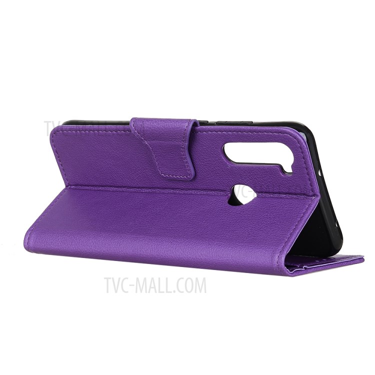 Litchi Skin Leather Wallet Case for Samsung Galaxy A21 - Purple-9