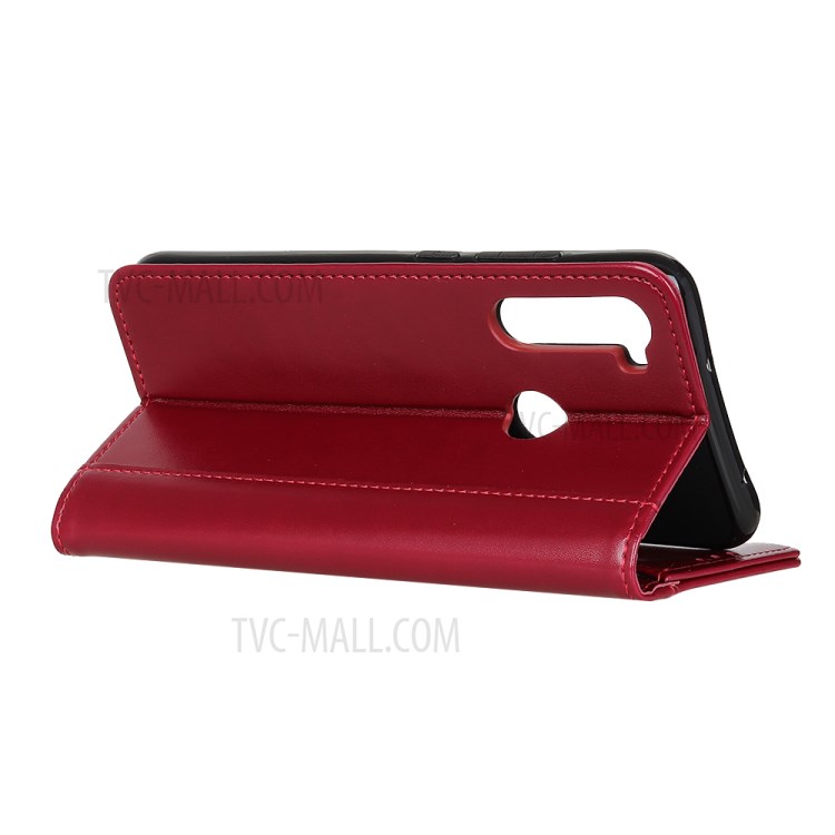 Auto-absorbed Leather Wallet Stand Case Covering for Samsung Galaxy A21 - Red-8