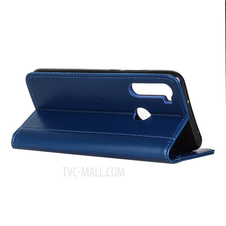 Caso De Cuero Soporte De La Carpeta De Auto-absorción Que Cubre Para Samsung Galaxy A21 - Azul-8