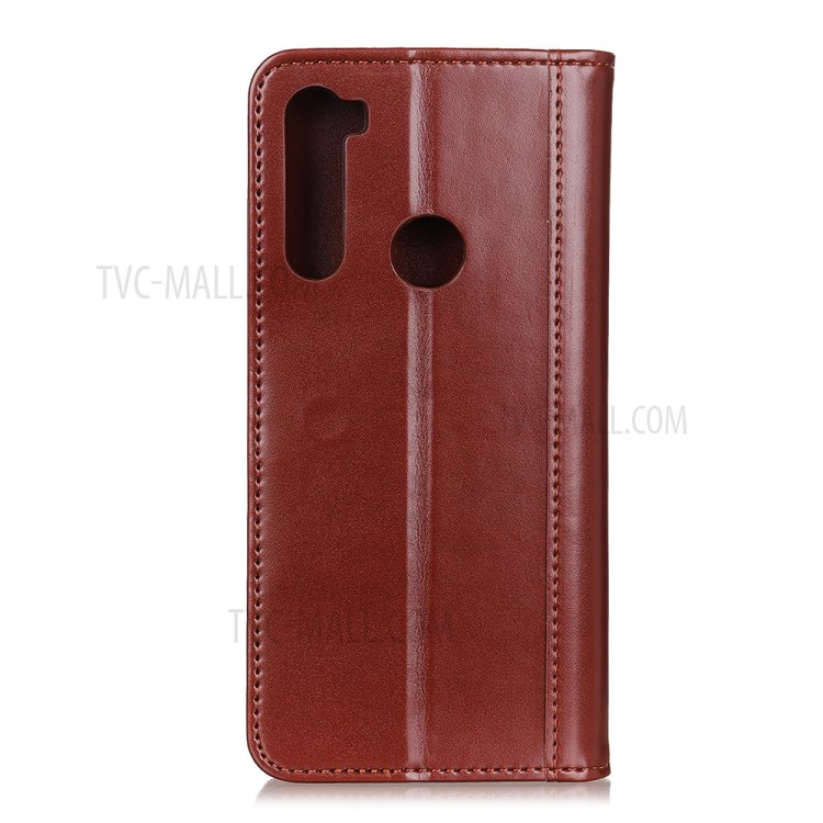 Auto-absorbed Leather Wallet Stand Case Covering for Samsung Galaxy A21 - Brown-7