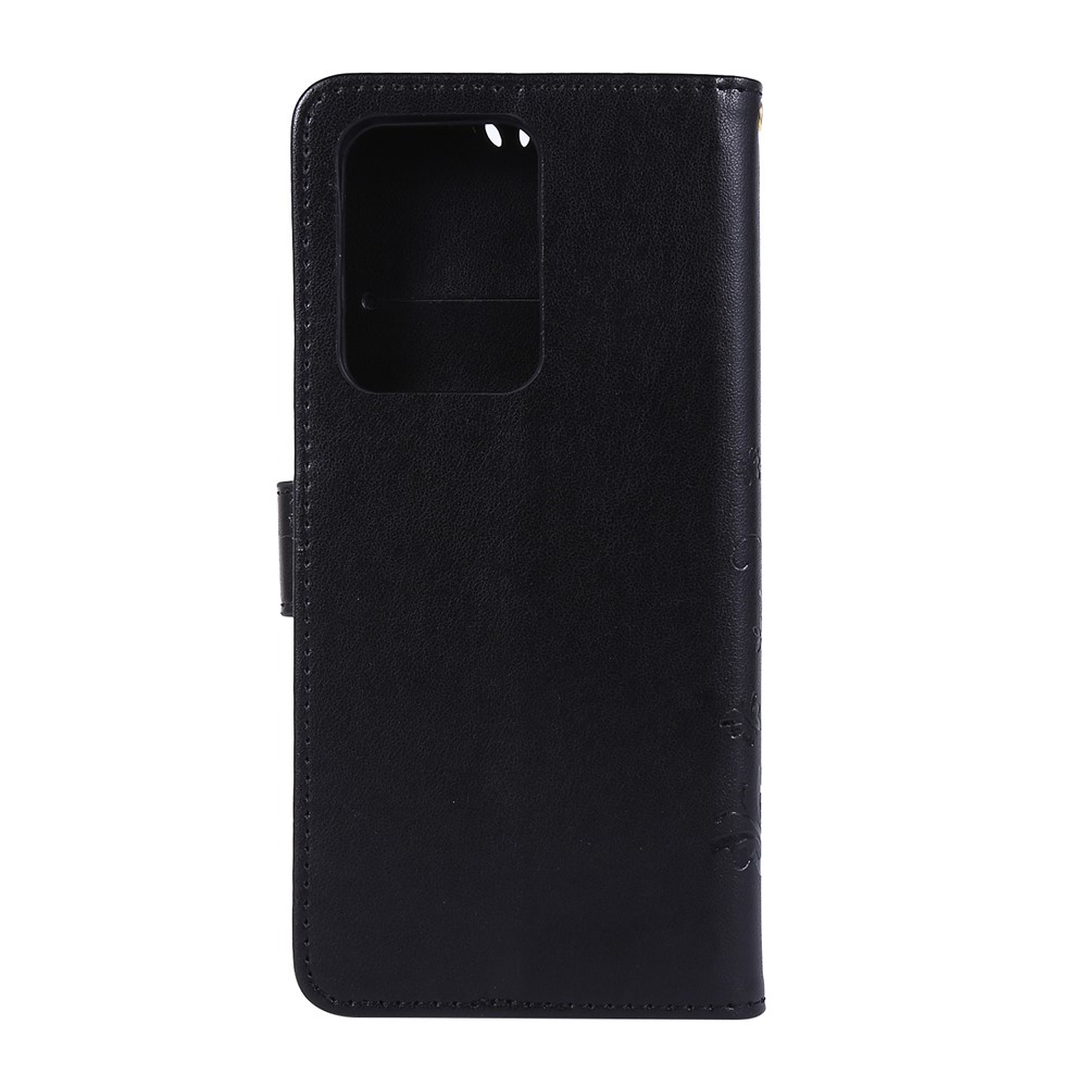 Imprint Butterflies Wallet Stand Flip Leather Phone Case for Samsung Galaxy S20 Ultra - Black-2