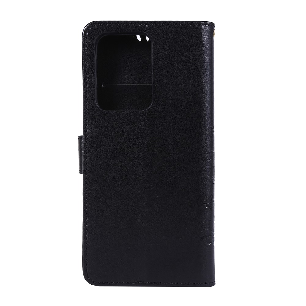 Empreinte Papillons Portefeuille Stoupe Flip Cuir de Téléphone Pour Samsung Galaxy S20 Ultra - le Noir-2