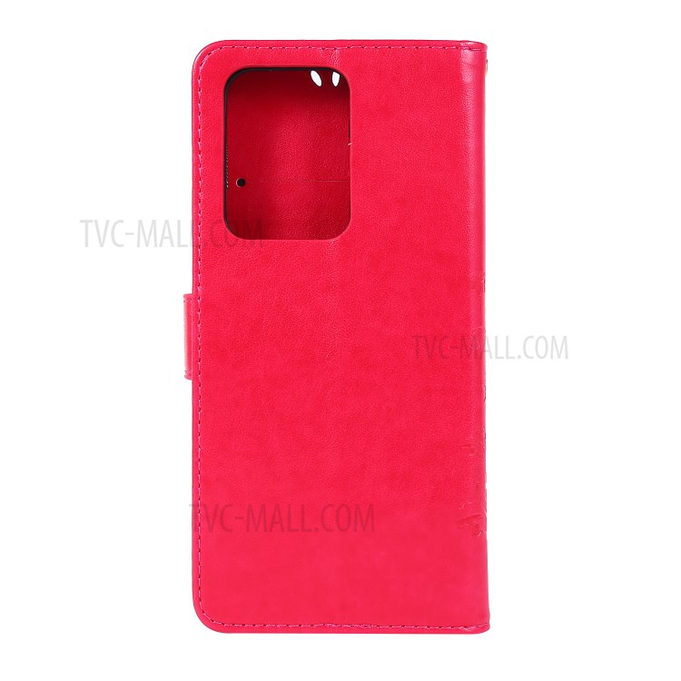 Imprint Butterflies Wallet Stand Flip Leather Phone Case for Samsung Galaxy S20 Ultra - Red-2