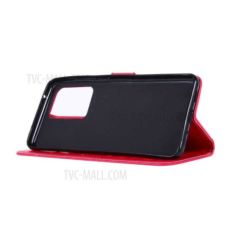 Imprint Butterflies Wallet Stand Flip Leather Phone Case for Samsung Galaxy S20 Ultra - Red-3