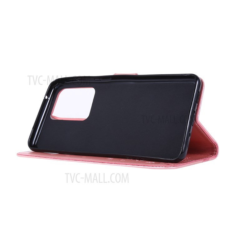 Imprint Butterflies Wallet Stand Flip Leather Phone Case for Samsung Galaxy S20 Ultra - Rose Gold-3
