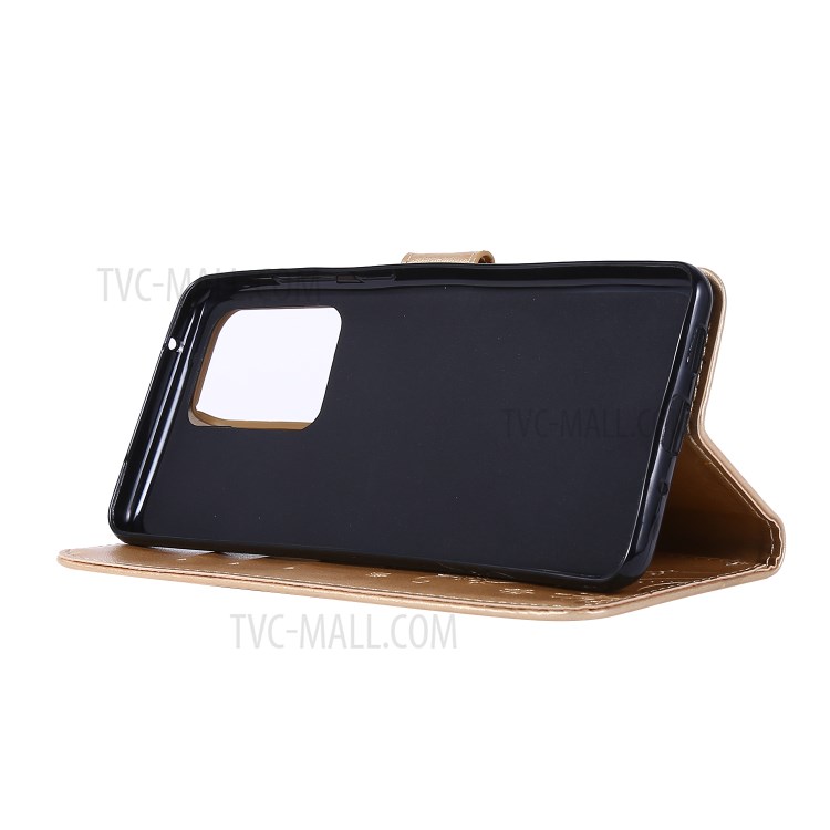 Imprint Butterflies Wallet Stand Flip Leather Phone Case for Samsung Galaxy S20 Ultra - Gold-3