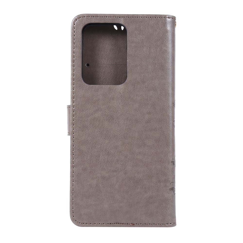 Imprint Butterflies Wallet Stand Flip Leather Phone Case for Samsung Galaxy S20 Ultra - Grey-2