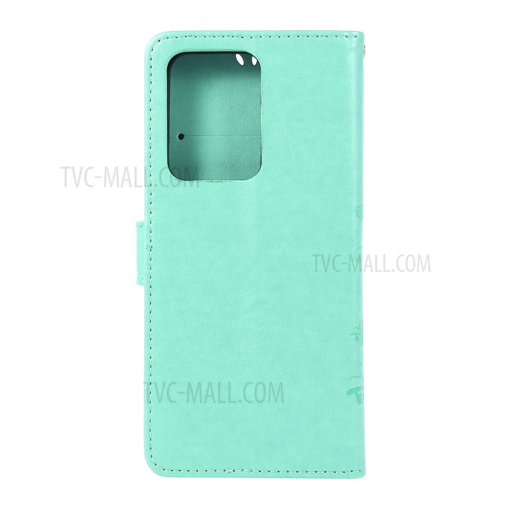 Imprint Butterflies Wallet Stand Flip Leather Phone Case for Samsung Galaxy S20 Ultra - Green-2