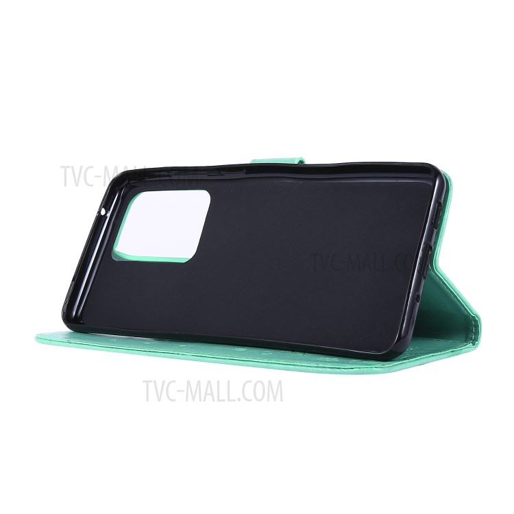 Imprint Butterflies Wallet Stand Flip Leather Phone Case for Samsung Galaxy S20 Ultra - Green-3