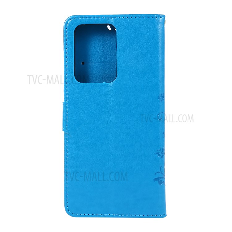 Imprint Butterflies Wallet Stand Flip Leather Phone Case for Samsung Galaxy S20 Ultra - Blue-2