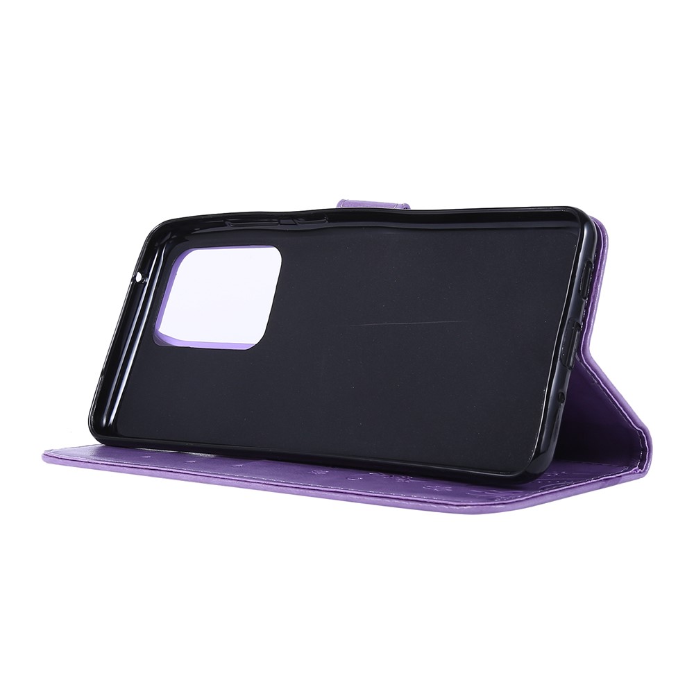 Impressão Butterflies Stand Stand Flip Leather Phone Case Para Samsung Galaxy S20 Ultra - Roxo-3