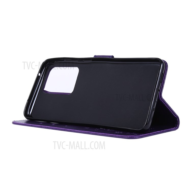 Imprint Butterflies Wallet Stand Flip Leather Phone Case for Samsung Galaxy S20 Ultra - Dark Purple-3