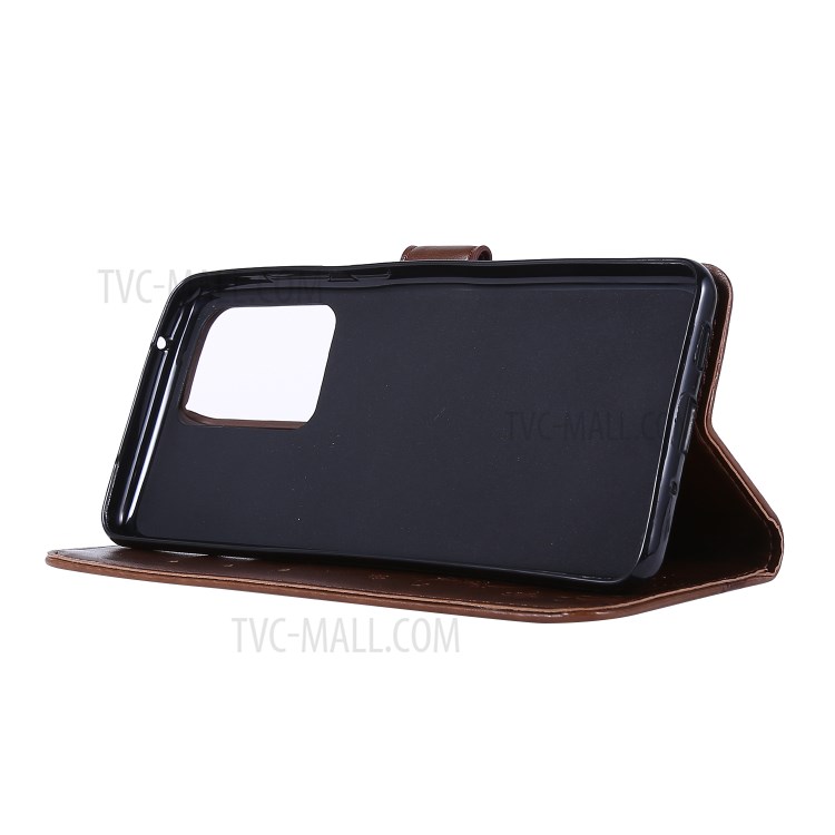 Imprint Butterflies Wallet Stand Flip Leather Phone Case for Samsung Galaxy S20 Ultra - Brown-3