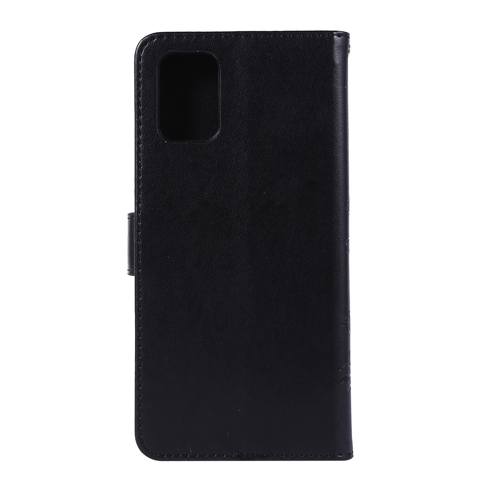 Support de Portefeuille de Papillons Impriments Écoute de Téléphone en Cuir Flip Pour Samsung Galaxy A71 A715 - le Noir