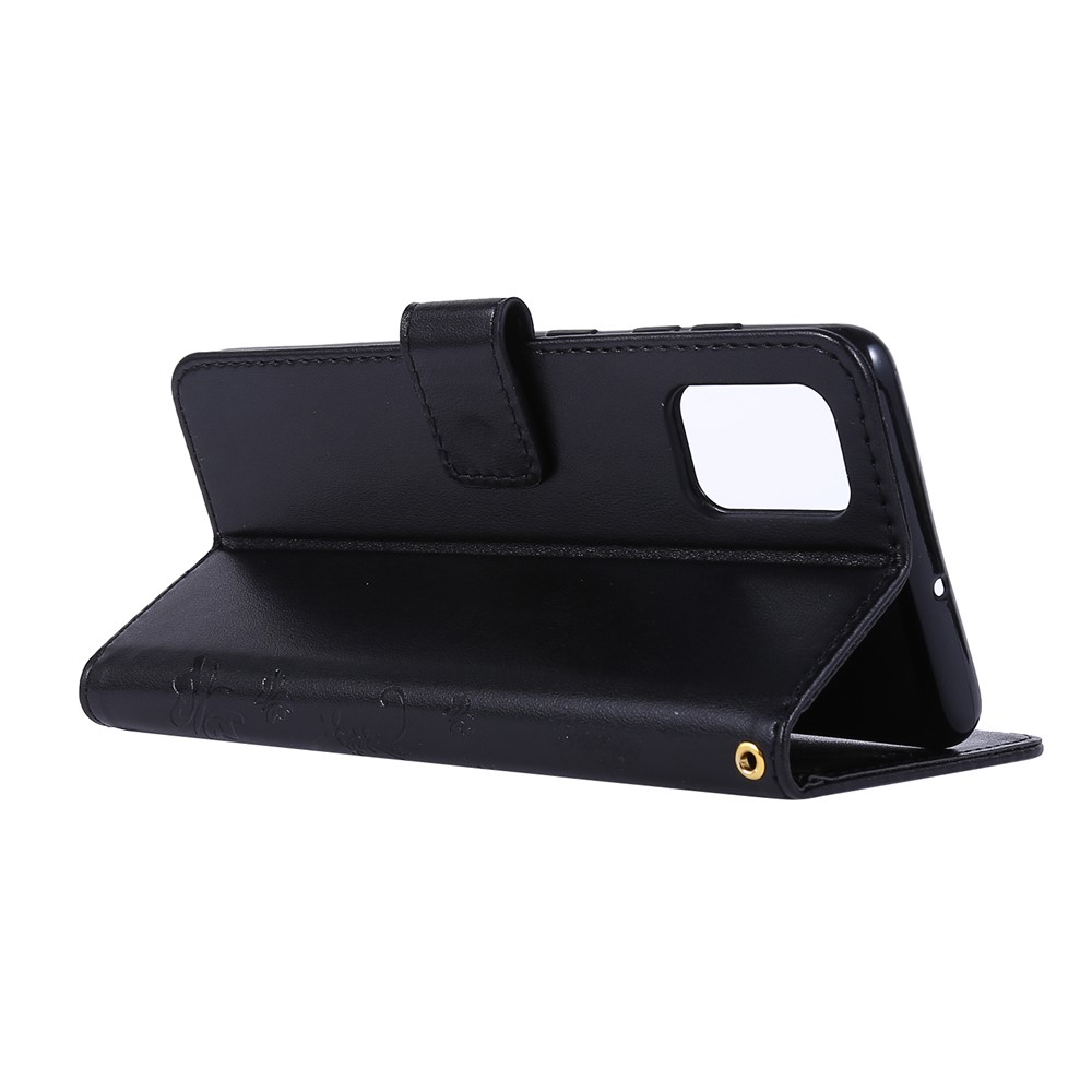 Support de Portefeuille de Papillons Impriments Écoute de Téléphone en Cuir Flip Pour Samsung Galaxy A71 A715 - le Noir-4