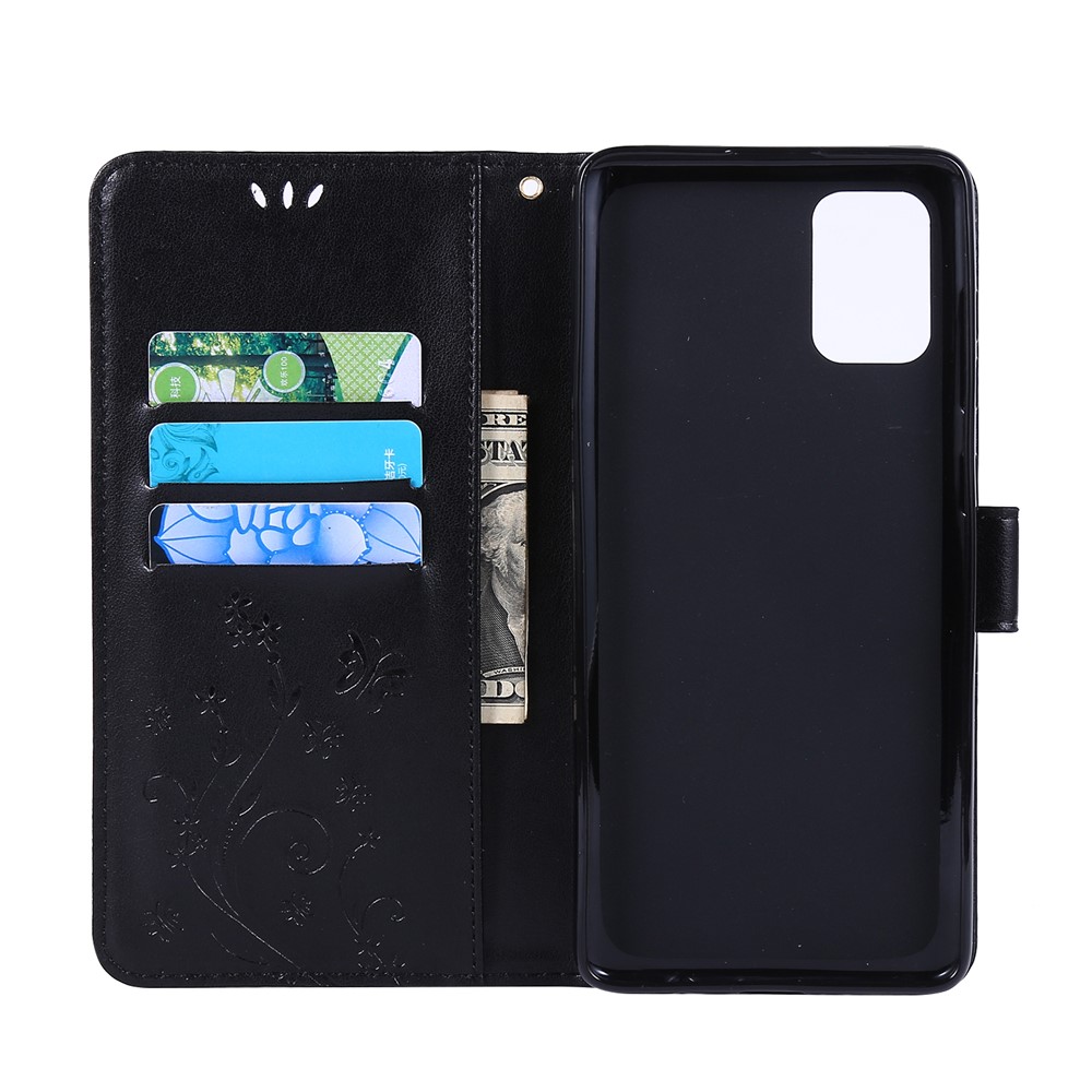 Imprint Butterflies Wallet Stand Flip Leather Phone Case for Samsung Galaxy A71 A715 - Black-5
