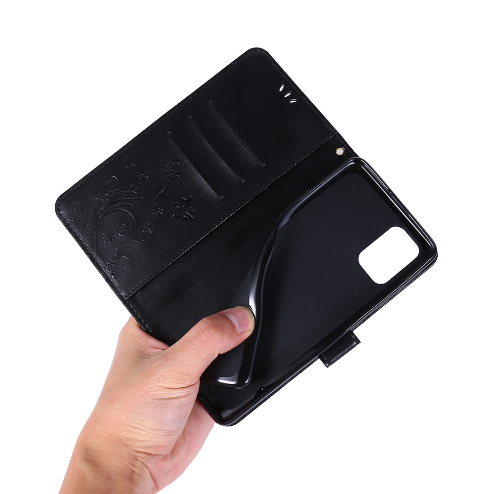 Imprint Butterflies Wallet Stand Flip Leather Phone Case for Samsung Galaxy A71 A715 - Black-6