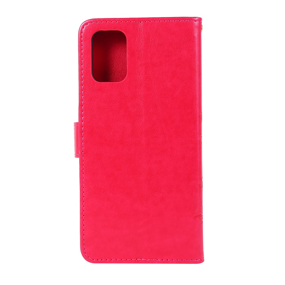 Imprint Butterflies Wallet Stand Flip Leather Phone Case for Samsung Galaxy A71 A715 - Red-2