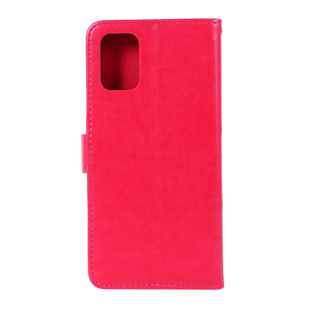 Impressão Butterflies Carteira Capa de Couro Flip Para Samsung Galaxy A71 A715 - Vermelho