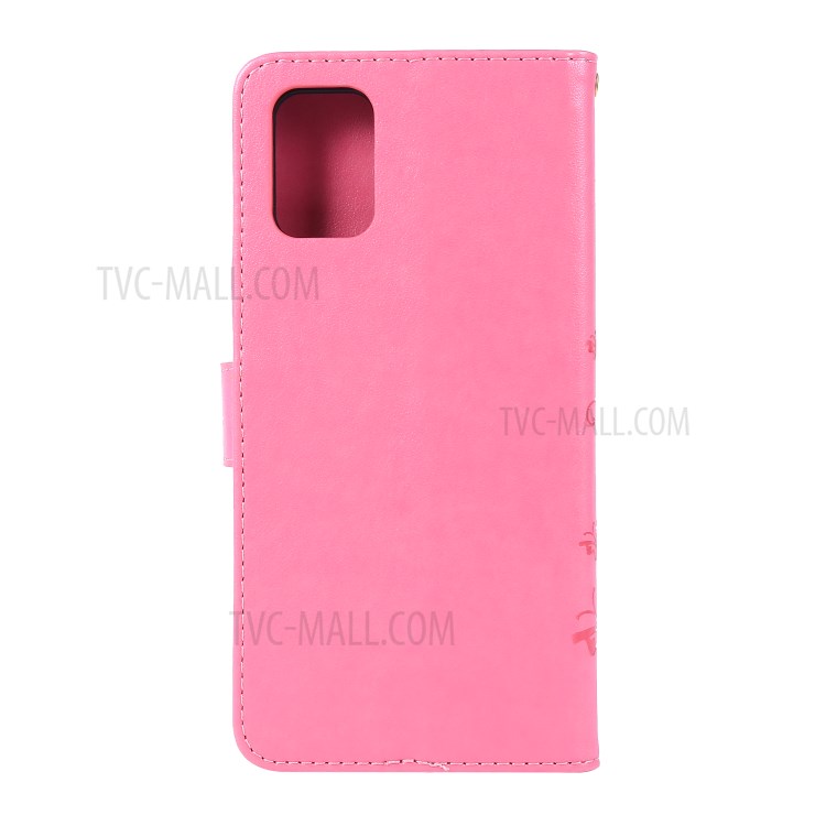 Imprint Butterflies Wallet Stand Flip Leather Phone Case for Samsung Galaxy A71 A715 - Pink-2
