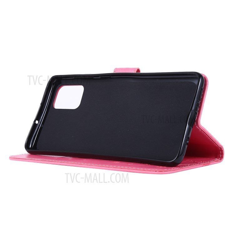 Imprint Butterflies Wallet Stand Flip Leather Phone Case for Samsung Galaxy A71 A715 - Pink-3