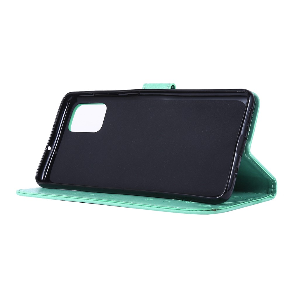 Imprint Butterflies Wallet Stand Flip Leather Phone Case for Samsung Galaxy A71 A715 - Cyan-3