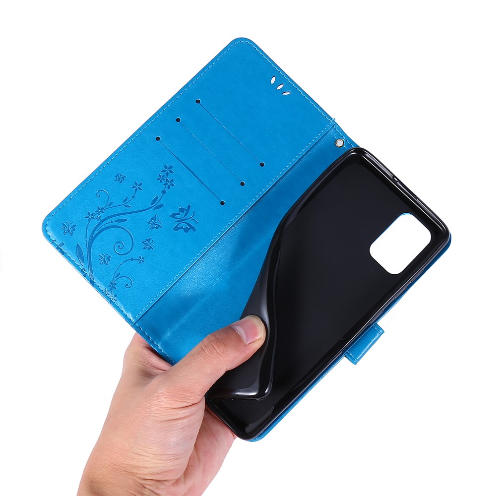 Impresión de la Billetera de Mariposas Flip Flip Cuero Case Para Samsung Galaxy A71 A715 - Azul-6