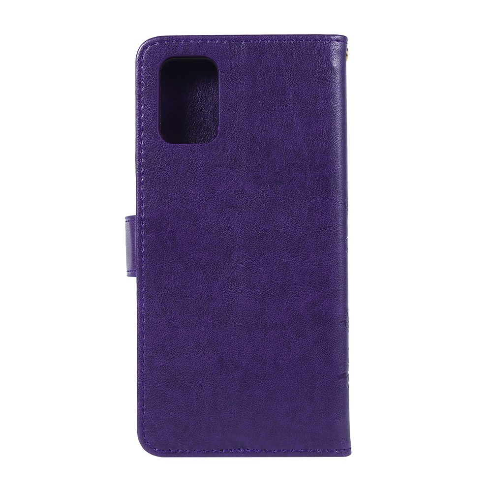 Imprint Butterflies Wallet Stand Flip Leather Phone Case for Samsung Galaxy A71 A715 - Dark Purple-2