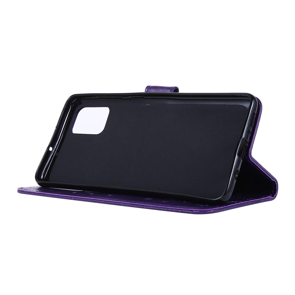 Imprint Butterflies Wallet Stand Flip Leather Phone Case for Samsung Galaxy A71 A715 - Dark Purple-3