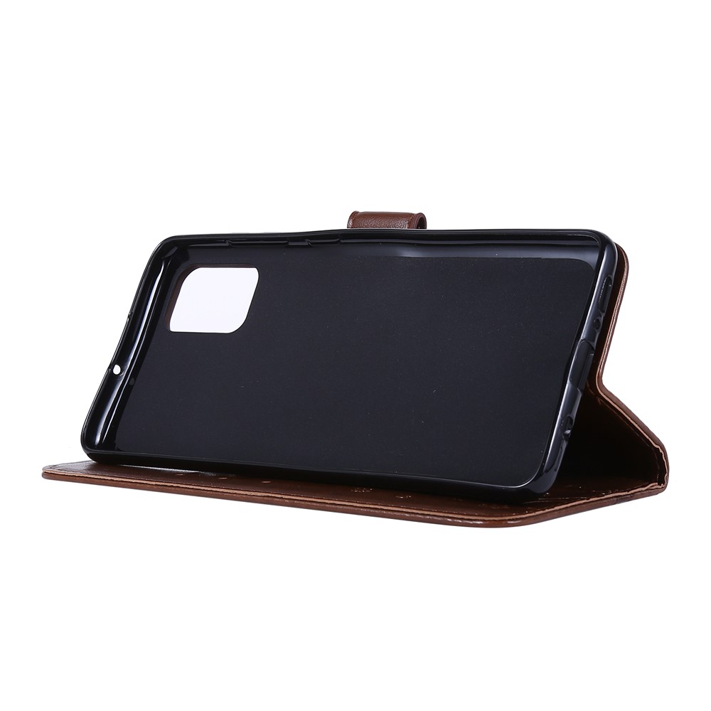 Imprint Butterflies Wallet Stand Flip Leather Phone Case for Samsung Galaxy A71 A715 - Brown-3
