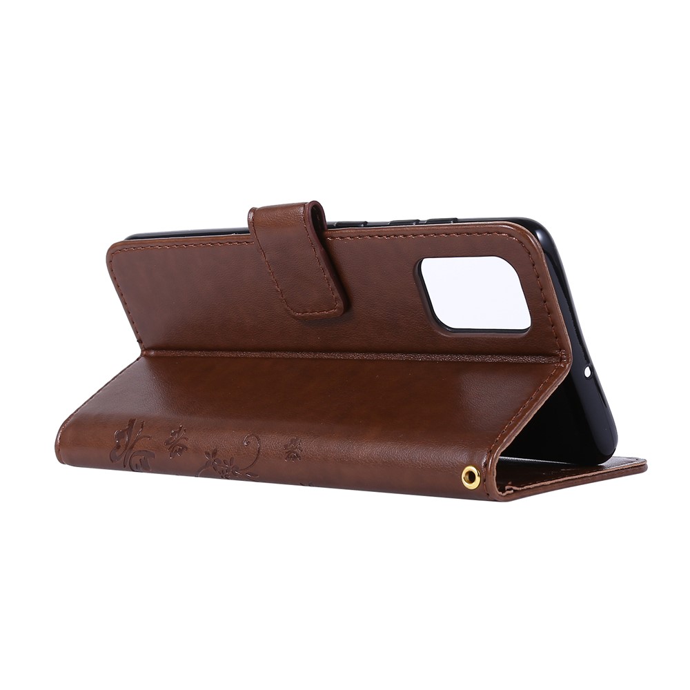 Imprint Butterflies Wallet Stand Flip Leather Phone Case for Samsung Galaxy A71 A715 - Brown-4