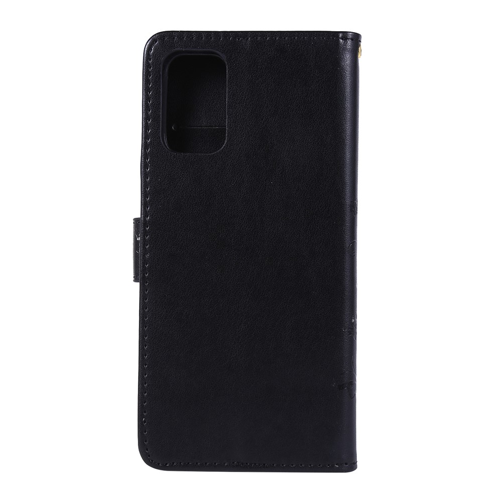 Imprint Butterflies Wallet Stand Flip Leather Phone Case for Samsung Galaxy S20 Plus - Black-2