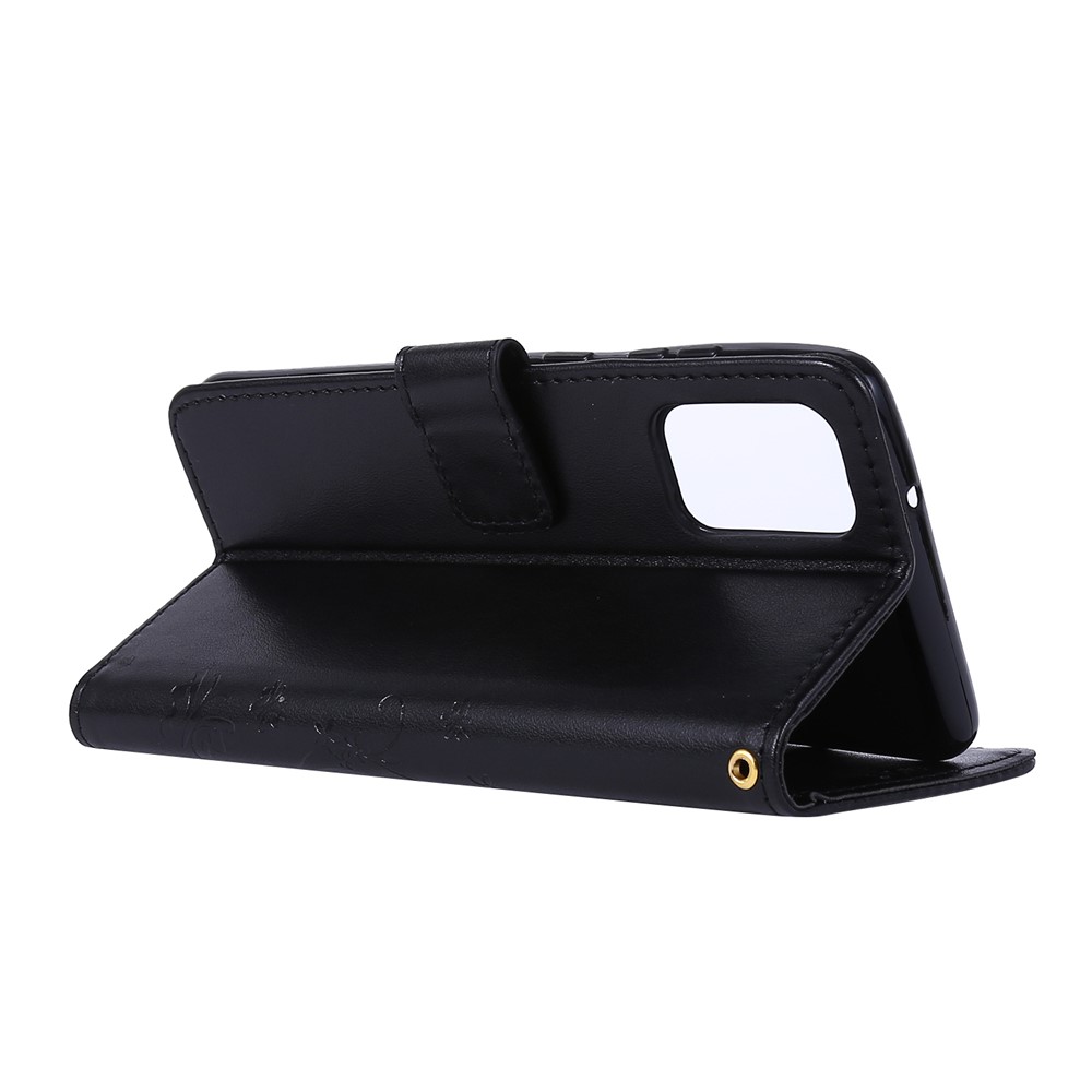 Imprint Butterflies Wallet Stand Flip Leather Phone Case for Samsung Galaxy S20 Plus - Black-4