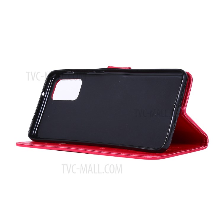 Imprint Butterflies Wallet Stand Flip Leather Phone Case for Samsung Galaxy S20 Plus - Red-3