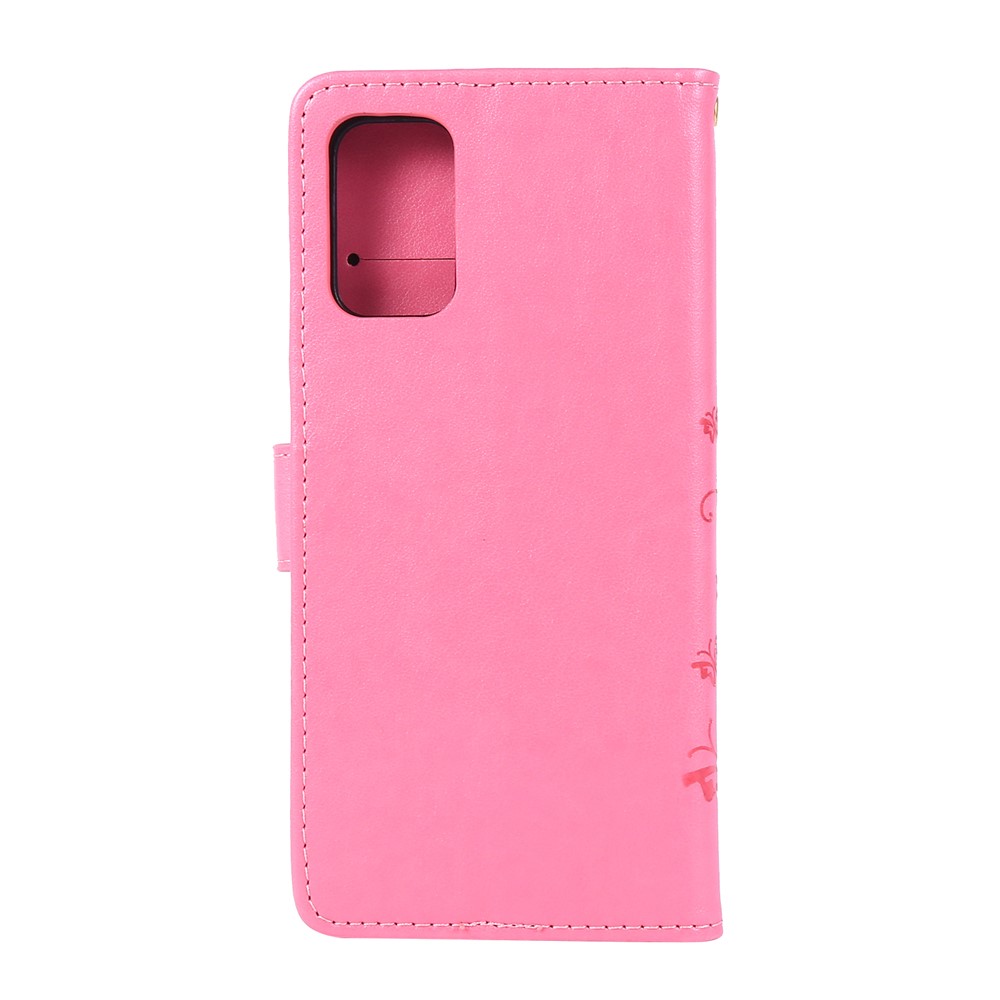 Imprint Butterflies Wallet Stand Flip Leather Phone Case for Samsung Galaxy S20 Plus - Pink-2
