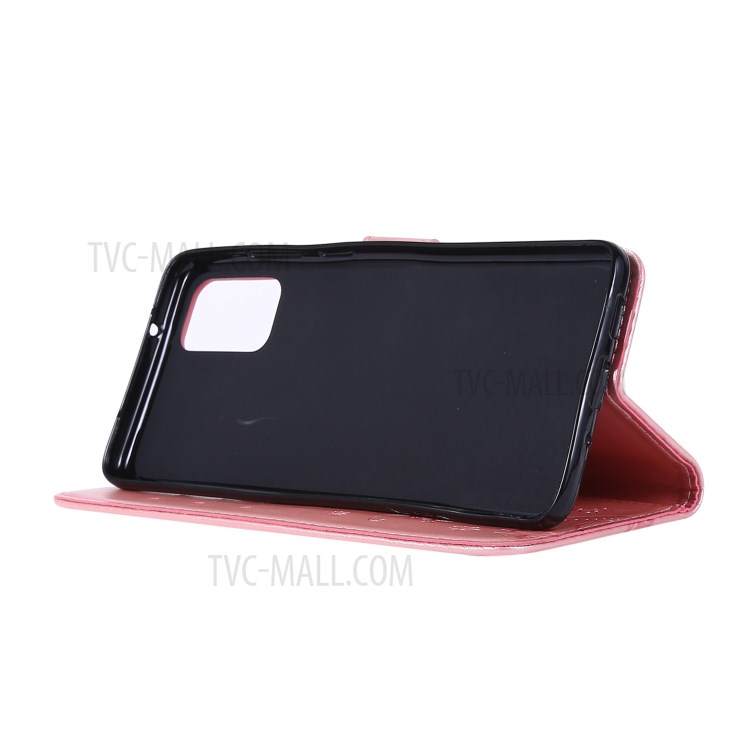 Imprint Butterflies Wallet Stand Flip Leather Phone Case for Samsung Galaxy S20 Plus - Rose Gold-3