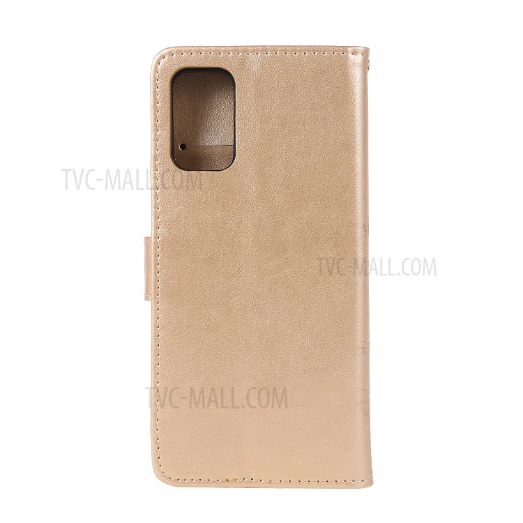 Imprint Butterflies Wallet Stand Flip Leather Phone Case for Samsung Galaxy S20 Plus - Gold-2