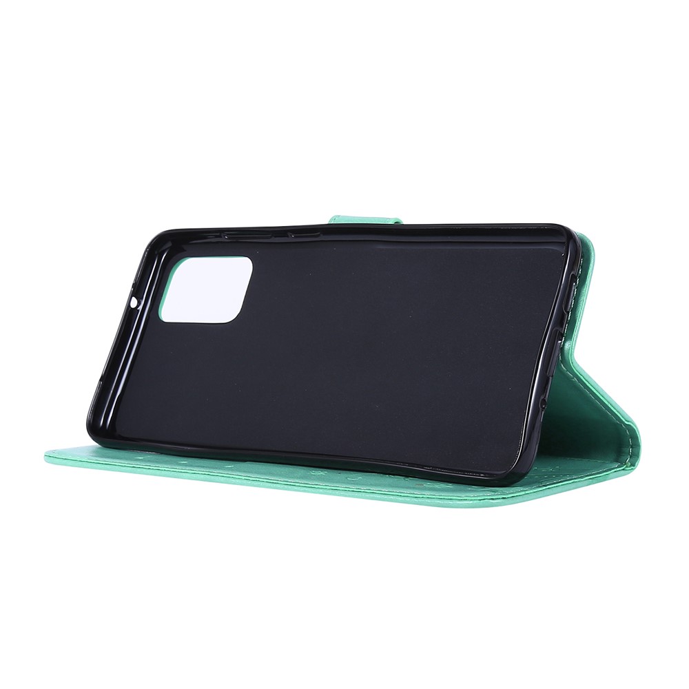Imprint Butterflies Wallet Stand Flip Leather Phone Case for Samsung Galaxy S20 Plus - Cyan-3