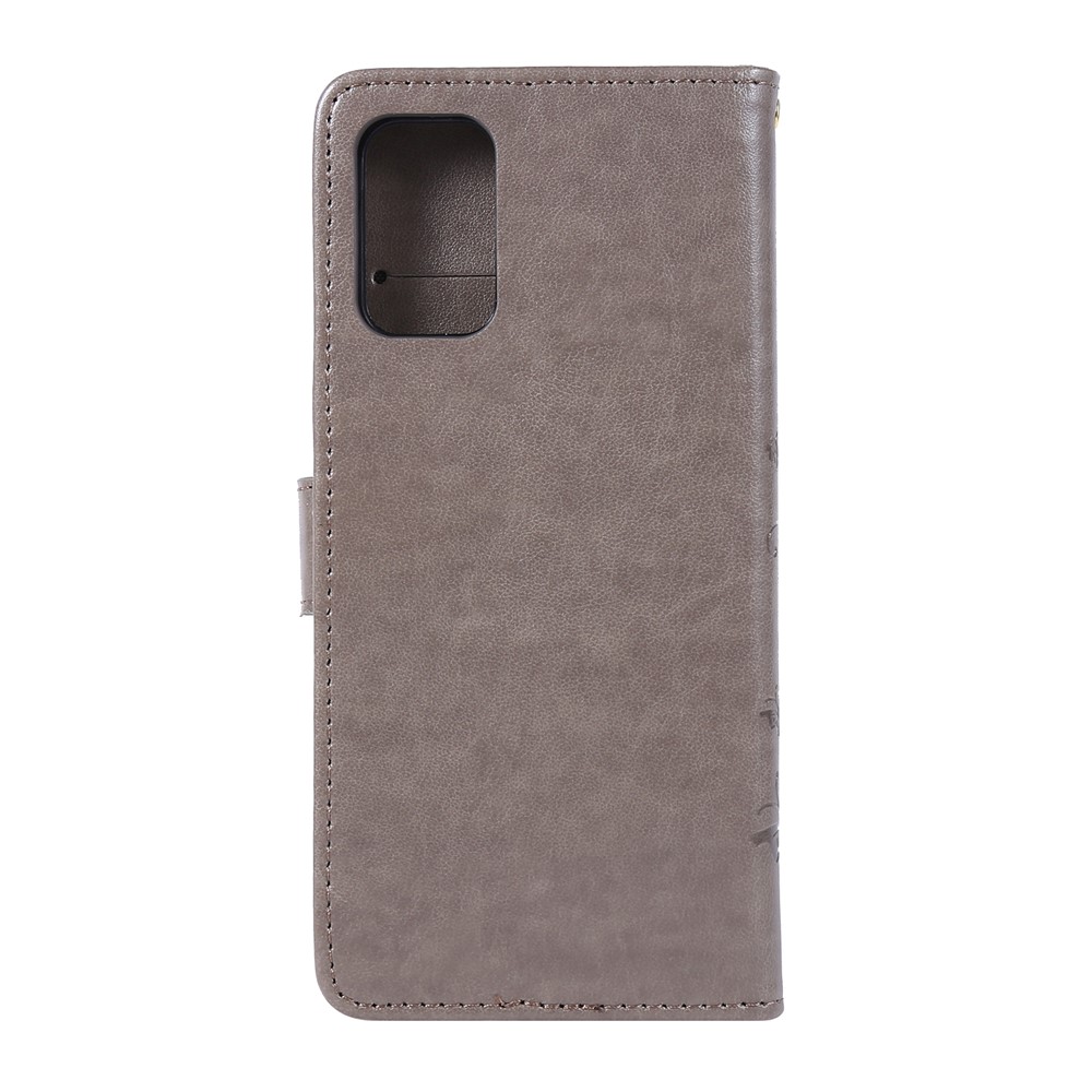 Imprint Butterflies Wallet Stand Flip Leather Phone Case for Samsung Galaxy S20 Plus - Grey-2